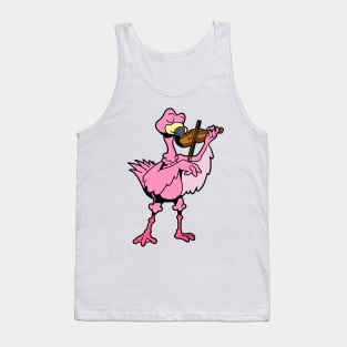 Cartoon flamingo playing the violin Tank Top